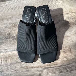 Deltan| EUC Knit Black Mule Heels in Women’s Size 8.5